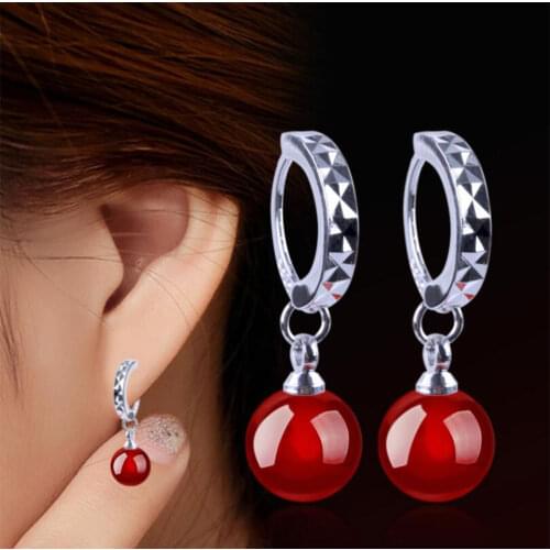 ANENJERY 925 Sterling Silver Natural Gem Moonlight Stone Water Drop Earrings For Women brincos S-E31