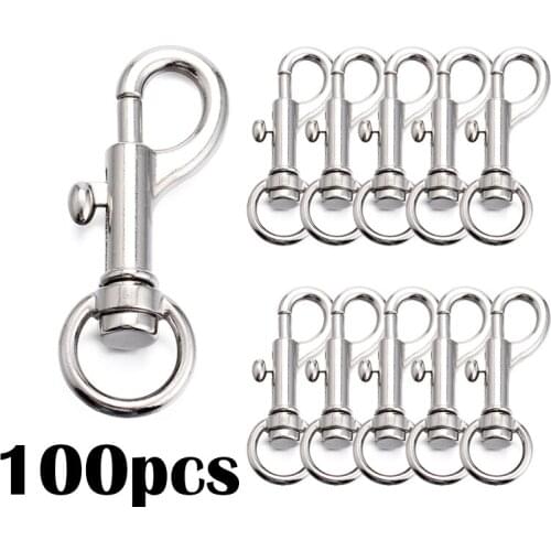100pcs 45.5mm Chaveiro Heavy Duty Strong Zinc Alloy Swivel Snap Hook Key Ring For Keychain DIY Dog Bag Accessories Nickel Plated