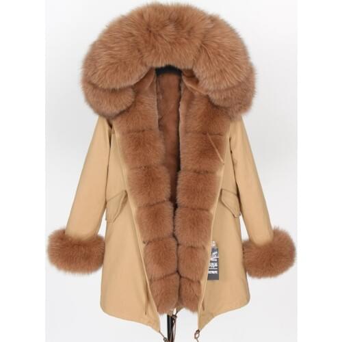 2020 new casual fashion winter jacket real fox fur coat women long parkas oversize big fur outwear detachable