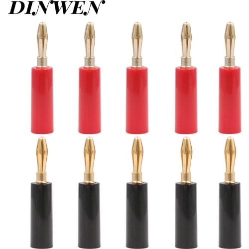 24K Gold Plated Brass Male Banana Plug Binding Post Terminal Connector For Hifi Audio Amplifier Speaker DIY 4mm