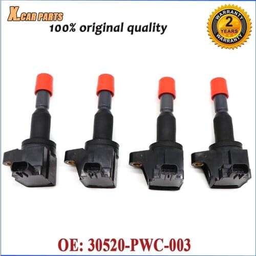 4pcs/lot Ignition Coil 30520-PWC-003 30520-PWC-S01 30520-PWC-013 CM11-110 For HONDA AIRWAVE FIT II JAZZ 1.3L 1.5L 02-08