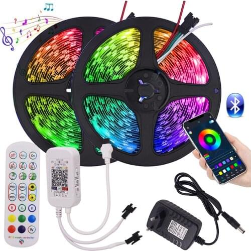 Bluetooth 5M 10M WS2811 Led Strip light RGB 5050 Flexible Ribbon Individually Addressable Led light 12V Music Bluetooth Control
