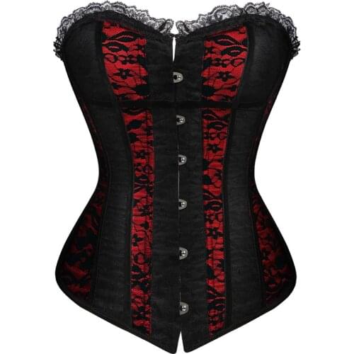 Women Corset Bustier Embroidery Lace Trim Bridal Shapewear Wedding Evening Party Clubwear Overbust Boned Corselete Sexy Sweat