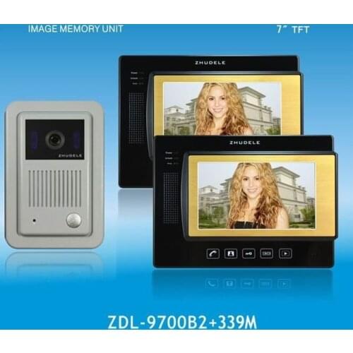 ZHUDELE Home security intercom system 4-wired 7" luxury color video door phone,CCD camera ,touch screen,nightvision,SD CARD