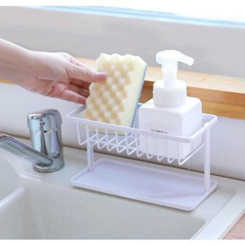 Double Sink Shelf Soap Sponge Drain Rack Kitchen Bowl Sponge Draining Basket Drain Rack Storage Tool Kitchen Utensils