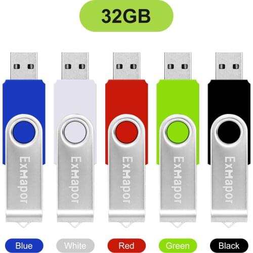 Exmapor 32GB USB 2.0 Flash Drive Multi Colours Thumb Pen Drive Flash Memory Stick Swivel Keychain Design 32GB USB Data Storage