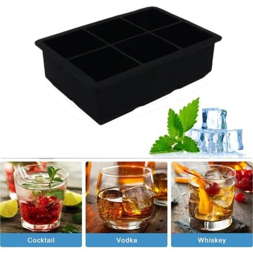16.5*11.5*5 cm Square Shape Ice Cube Mold Fruit Ice Cube Maker 6 Lattice Ice Tray Bar Kitchen Accessories Food Grade Silicone