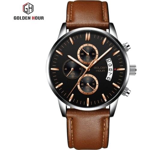 GOLDENHOUR GH125S Marke Mnner Uhren Mode-Business Quarz Herren Uhr Wasserdicht Sport Mnner der Armbanduhr