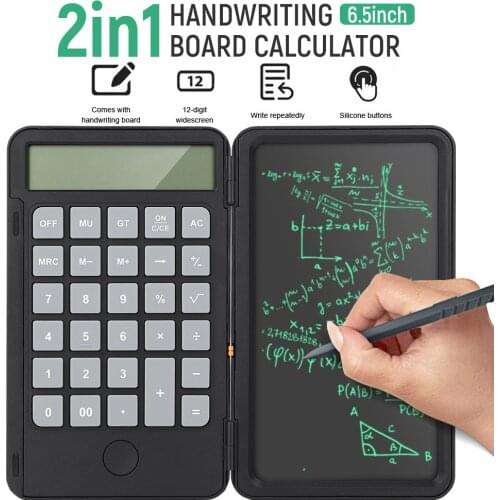 6.5 Inch Calculator Writing Tablet Rechargeable LCD Graphics Drawing Board 2 Digits Display With Stylus Pen
