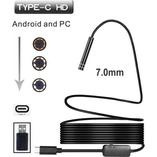 7mm Lens 6LED USB TYPE-C Endoscope Inspection Camera Support Android Phone Windows PC For Car Pipe Detect Mini Borescope Camera