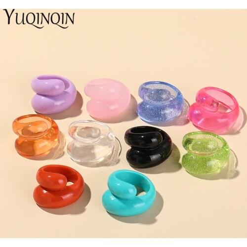 Irregular Transparent Acrylic Rings for Women Minimalist Big Korean Punk Hip-hop Rings Friendship Girls Colorful Fashion Jewelry