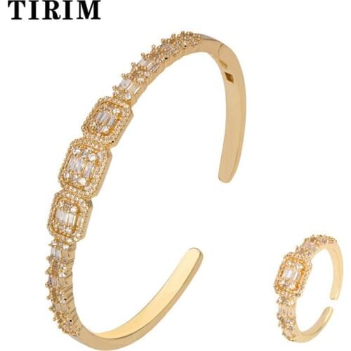 TIRIM Luxury Exquisite Africa Bangle Ring Sets Womens Wedding Party Cubic Zircon Crystal CZ Dubai Bridal Banquet Jewelry 2020