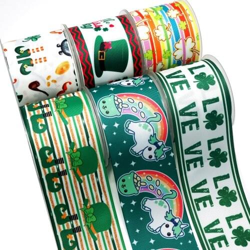 Saint Patricks Day Ribbons Cartoon Grosgrain/Satin Ribbon Printed Ribbon For Crafts Decoration Bow 10Yards 26745