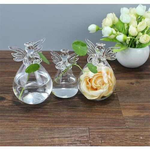 Fashion Design Angel Modelling Transparent Hanging Glass Hydroponic Flowers Vase DIY Plant Terrarium Container Pots
