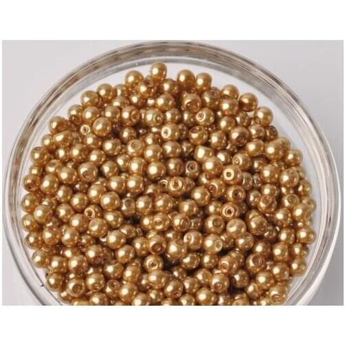 New 100pcs 4mm Round Glass Pearl Loose Spacer Beads Bulk Jewelry Making Gold