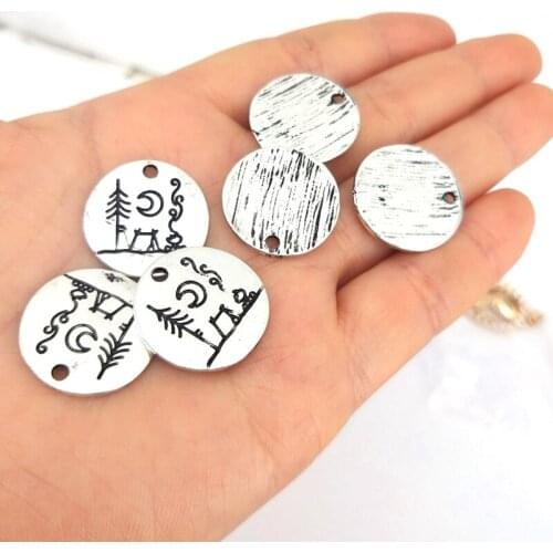 Hzew Lovely Camping under a big bright moon camping pendant charm outdoor jewelry simple life Outdoor Jewelry Gifts for women