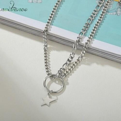 Nextvance Multi-layer Star Necklace Lover Stainless Steel Simple Retro Pendant for Women Girlfriend Children Anniversary Gift