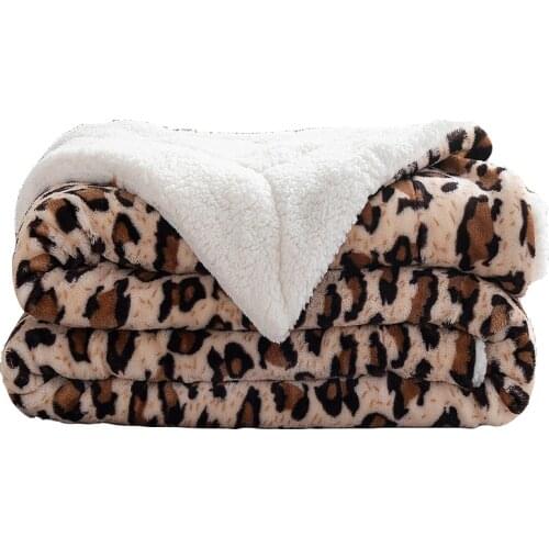Animal Skin Leopard Zebra Sherpa Plush Blankets Winter Flannel Blanket For Double Bed Soft Warm Bedspread Travel Throw Blankets