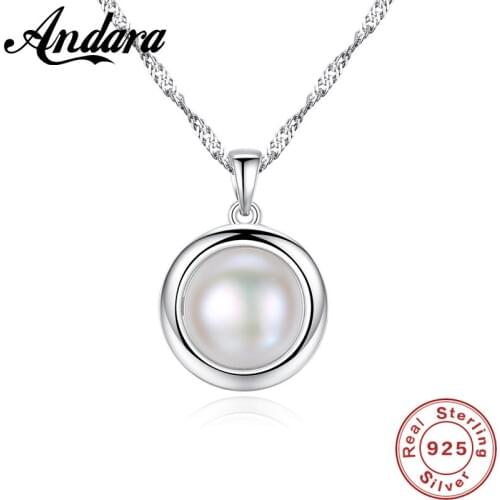 Simple Design 925 Sterling Silver Freshwater Pearl Pendant Necklace Fashion Exquisite Woman Necklace