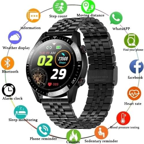 2021 New Steel Band Smart Watch Men Heart Rate IP68 Waterproof Full Touch Screen Luxury Smartwatch Mens For Xiaomi Huawei