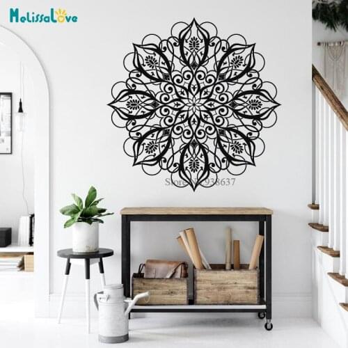 Mandala Flower Boho Style Stickers Ornament Meditation Studio Decal Bedroom Decor Living Room Home Decals Vinyl Wallpaper BA632