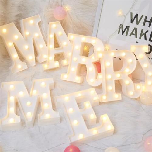 DIY 26 Letters LED Night Light Plastic Marquee Sign Table Lamp For Birthday Wedding Party Bedroom Wall Hanging Decor Drop Ship