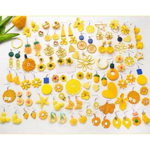 Temperament Yellow Summer Playful Cute Girl Small Fresh And Women Fashion Personality Fine Earrings Fairy Temperament Earrings