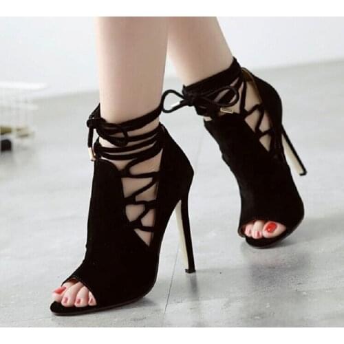 Simple Solid Color Sexy Hollow Stiletto High Heels Summer Fashion Fish Mouth Shoes Hot Sale Ladies Sandals Large Size 40