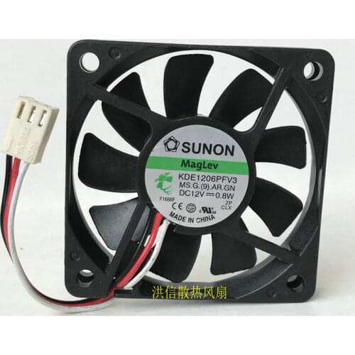 SUNON KDE1206PFV3 MS.G.(9).AR.GN DC 12V 0.8W 3-Wire 60x60x10mm Server Cooling Fan