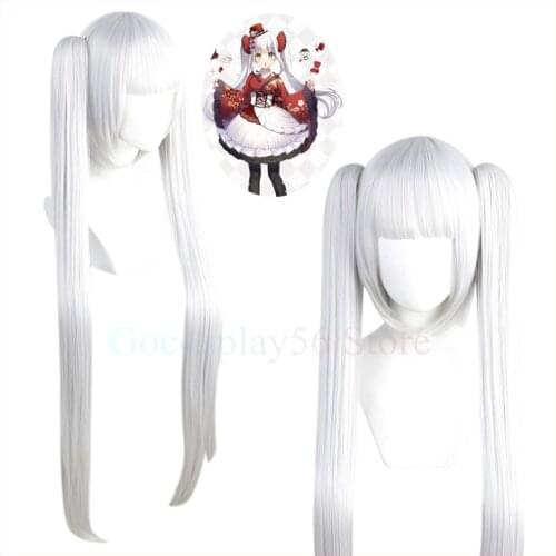VTuber Kagura Mea Wig Ponytails Hololive Cosplay Silver Grey 100cm Long Straight Synthetic Hair Idol Girls Youtuber