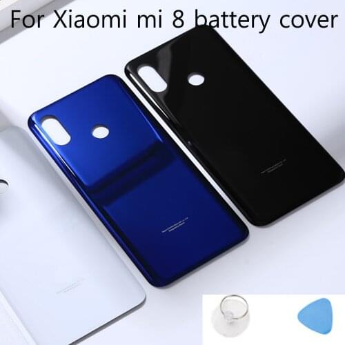 MI8 Glass Rear Housing Cover For Xiaomi MI 8 mi8 Battery cover Back Door Replacement 4 Colors Stock for Xiaom 8