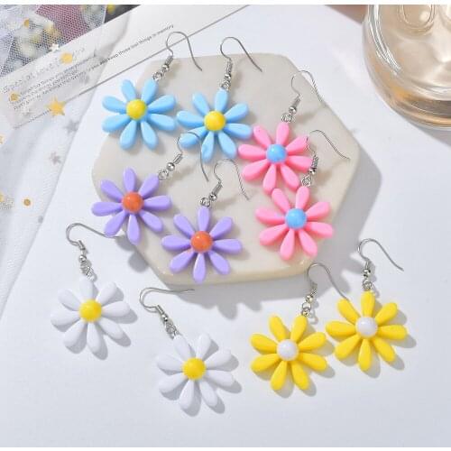 2019 Korean Fashion Women Jewelry Colorful Plant Flower Drop Earrings For Girls Trendy Resin Earrings Jewelry Accessories Gifts