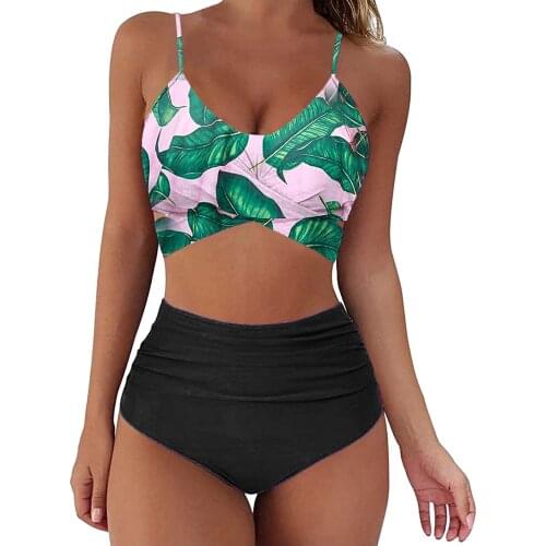 Womens Swimsuit Bikinis Set Swimwear Women Swimsuits Bathing Suit Women Swim Suit Leaf Print Beach Wear Sexy Bikini#f3
