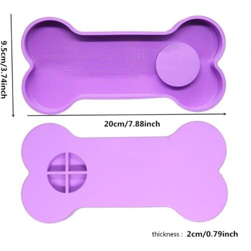 1 Set 3 n 1 Pet Tombstone Epoxy Resin Mold Bone Shape Dog Memorial Stone with Photo Frame Silicone Casting Mold DIY Crafts T84A