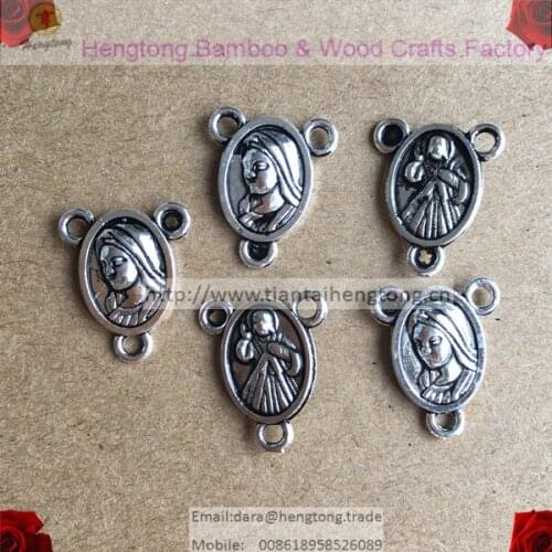 100pcs/lot cheap antique silver plating metal rosary centerpiece,Divine mercy rosary centerpieces, mini rosary part