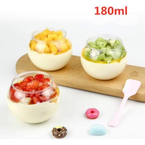 50pcs High quality transparent PET thickening plastic cups small 180ml wine glass party favor ice cream dessert pudding cups