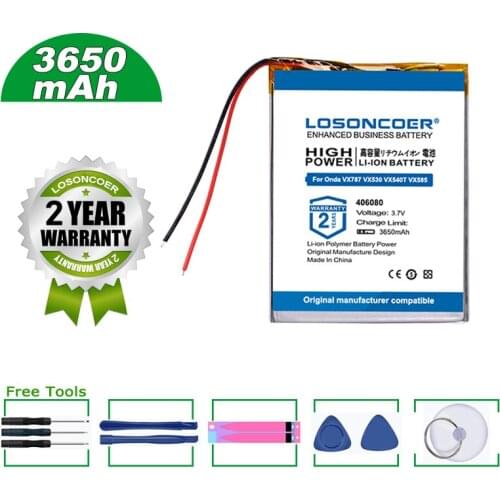 LOSONCOER Battery 3650mAh For Onda VX787 VX530 VX540T VX585 Rechargeable Li-Polymer Li-ion Battery
