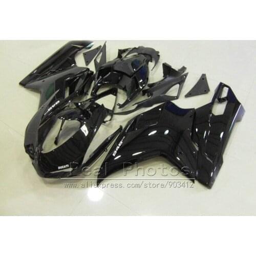 Free customize fairings for Ducati 848 1098 07 08 09 10 11 glossy black motorcycle fairing kit 848 1098 2007-2011 HZ11
