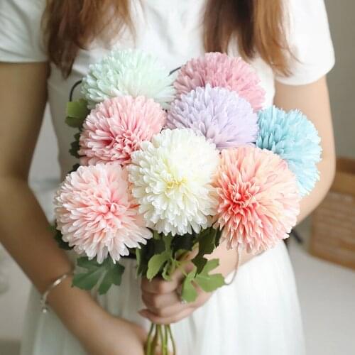 Bunch Artificial Flower Bouquet Silk Dandelion Flower Ball Fake Flowers DIY Home Widding Decoration Valentines Day Gifts