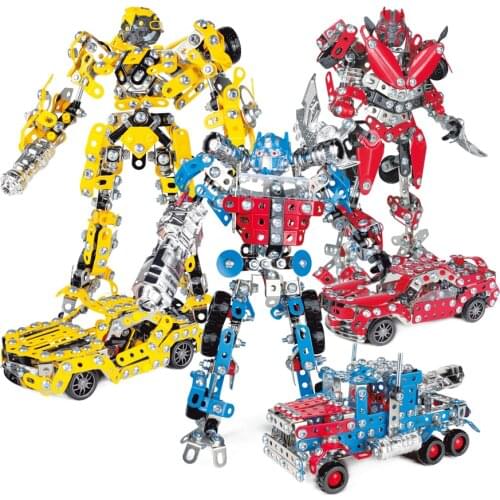 DIY Assemble Metal Robot or Car Model Metal Blocks Play set,Metal Assembly Construction Blocks Scale Educational Toys for kids