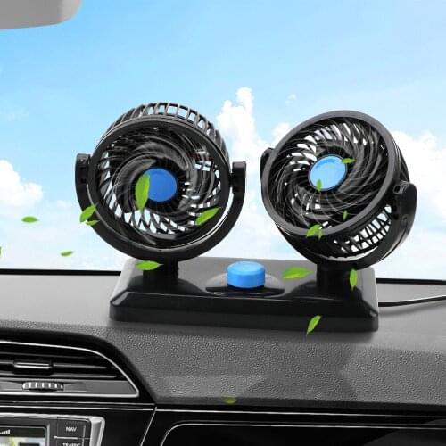 Dual Head Low Noise Radiator Fan 360 Degree Rotating All-Round 12V/24V Electric Fan Adjustable for Auto Car Air Cooling Fan