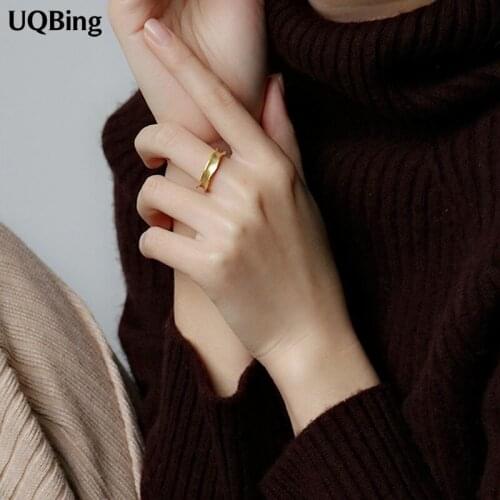 Geometric 925 Sterling Silver Concave Open Rings For Women Beautiful Jewelry Gifts