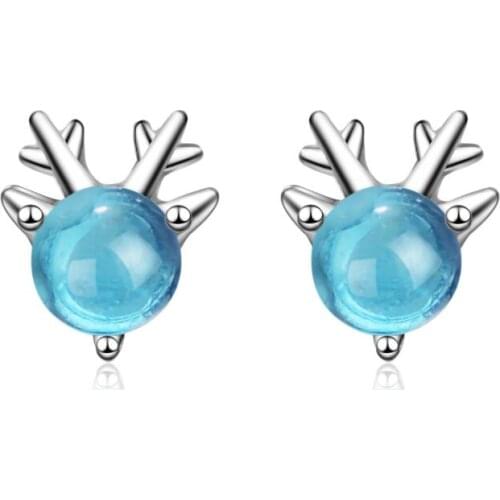 Exquisite Sweet Crystal Blue Elk Earrings For Women Trend Creative Party Gift Jewelry Accessories SAE335