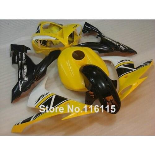 MOTOMARTS ABS motorcycle fairings set for YAMAHA YZF R1 2004 2005 2006 white yellow black fairing kit R1 04 05 06 CY15 Full inje