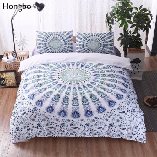 Hongbo 3 Pcs/Set Bohemian Bedding Sets Mandala Printing Boho Queen King Size Duvet Cover Set (no filling,no sheet)