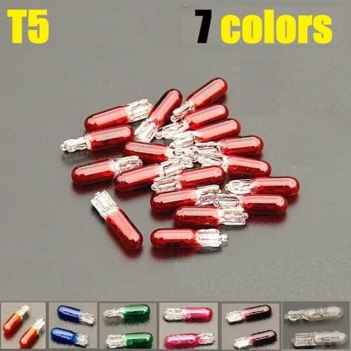 100pcs Car Interior T5 Dashboard Wedge Car Light t5 Bulb Lamp led t5 12v Yellow Blue green red white T5