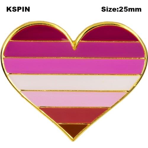 LGBT Rainbow homosexual Lipstick Kiss lip Lesbian Pride Flag Pride heart shaped flag lapel pin badge pin Brooch Icons XY0633