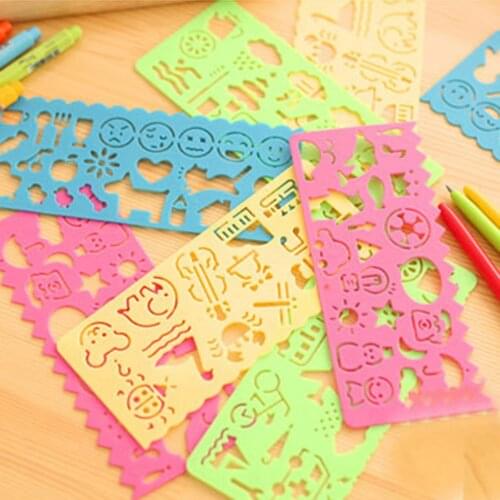 New 4PCS Drawing Toys Tool Baby Kids Stationery Ruler School Painting Supplies Drafting Tool Art Drawing Template Random Color