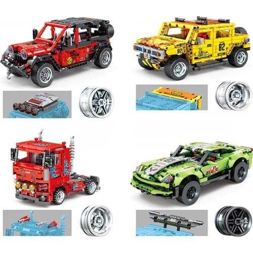 KAZI Mechanical Engineering Pull Back Sports Car Off-road Vehicle Boy Assembling Educational Building Vlocks Toys For Children
