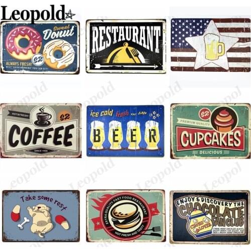 Metal Food Tin Plate Pizza Poster Biscuit Metal Plaque Donut Letter Board Home Restaurant Bar Club Wall Decoration 20X30Cm